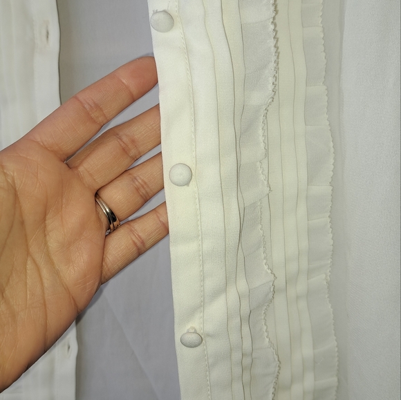 French Connection Anika Recycled Crepe Ruffle Top-CLOTTED CREAM: XL - Picture 2 of 7